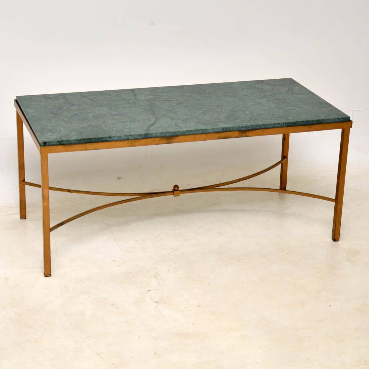 Antique French Marble &  Brass Coffee Table