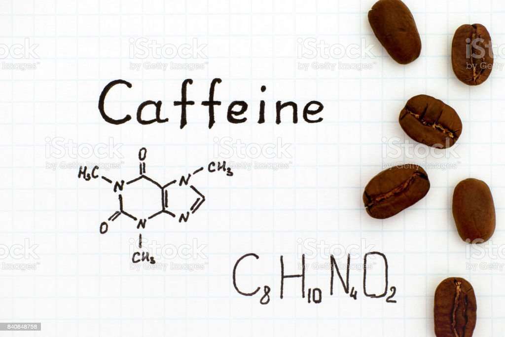 Chemical Formula Of Caffeine With Coffee Beans Stock Photo ...