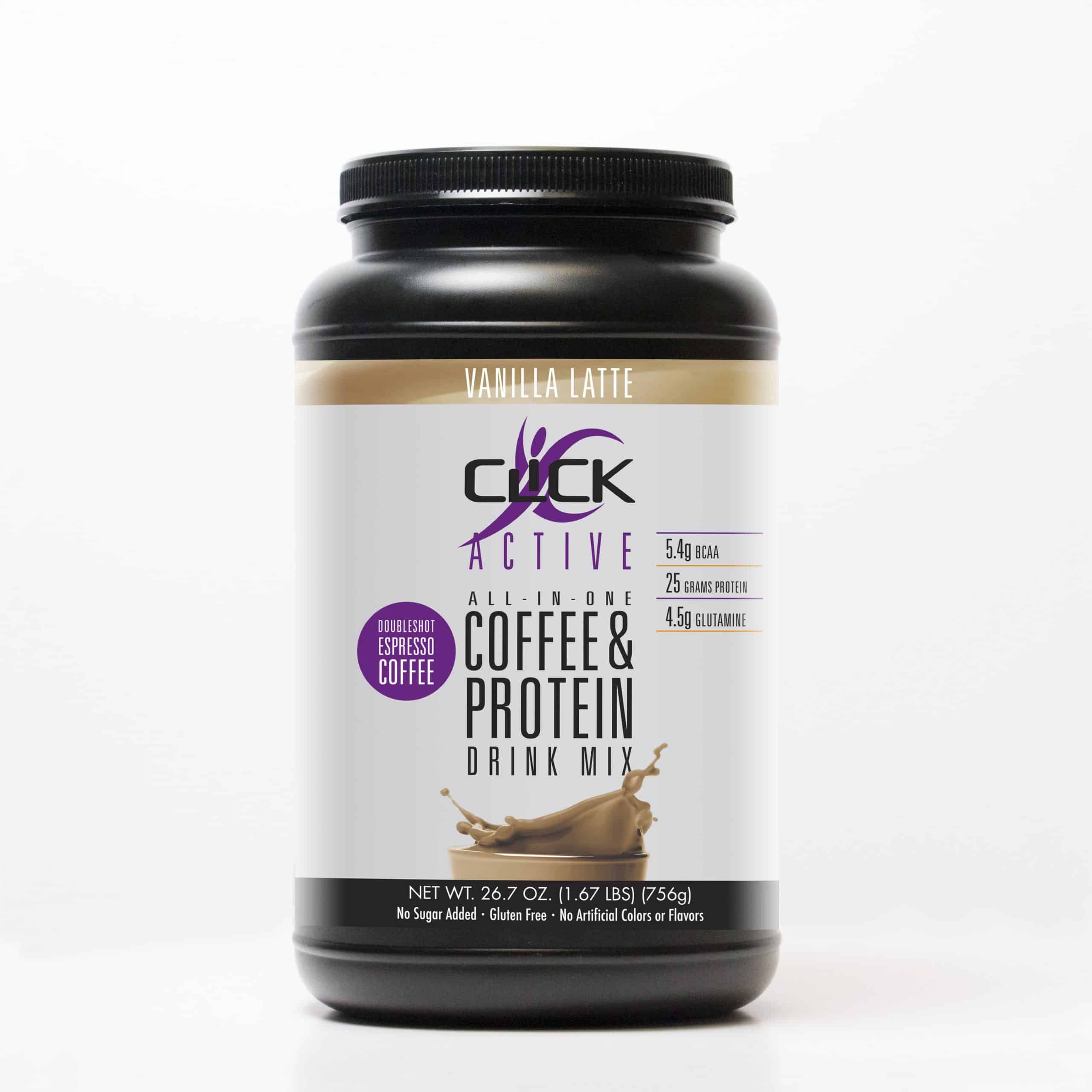Click Active Coffee Protein Drink Mix, Vanilla Latte, 1.67 Lb