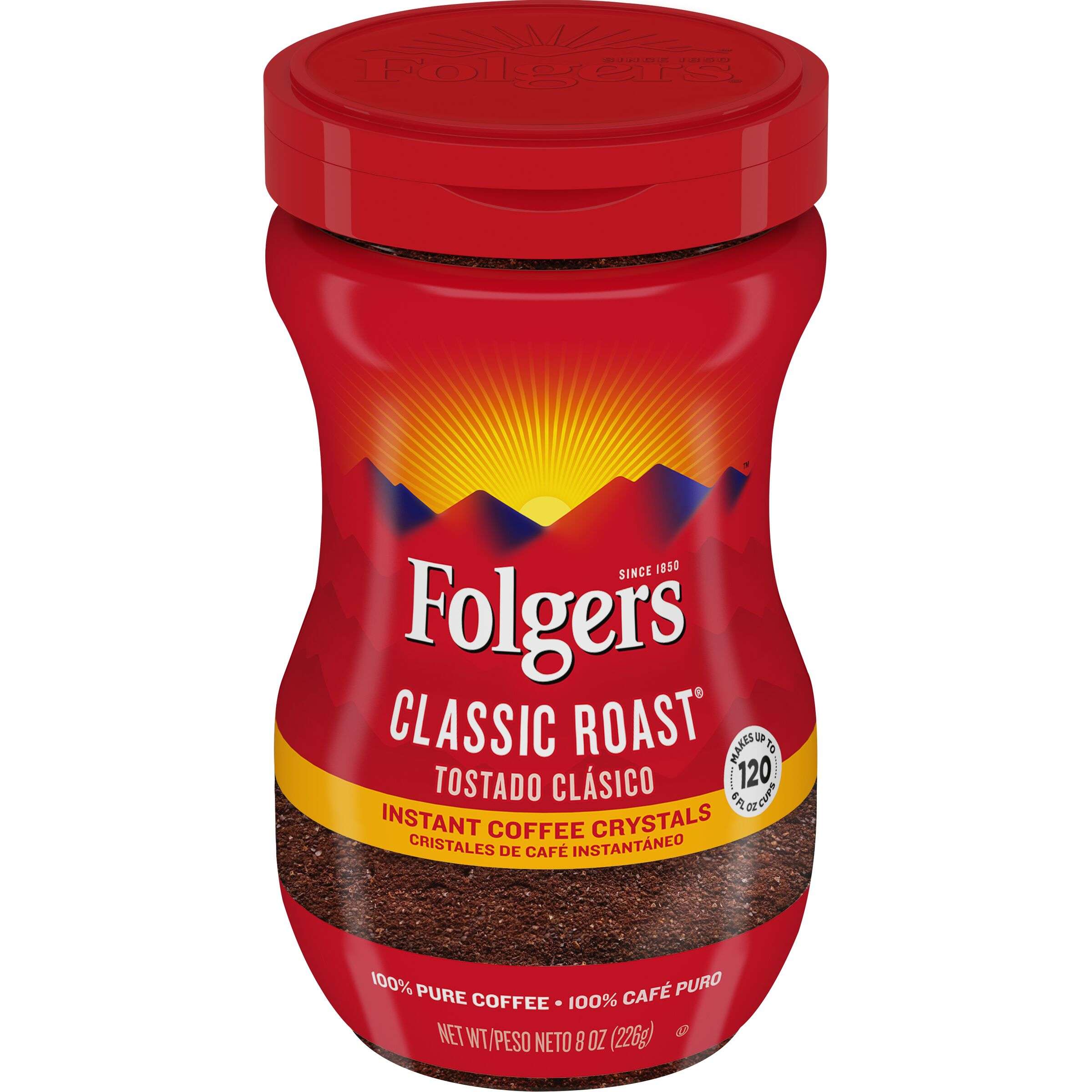 Folgers Classic Roast Instant Coffee Crystals 8oz  Koshco ...