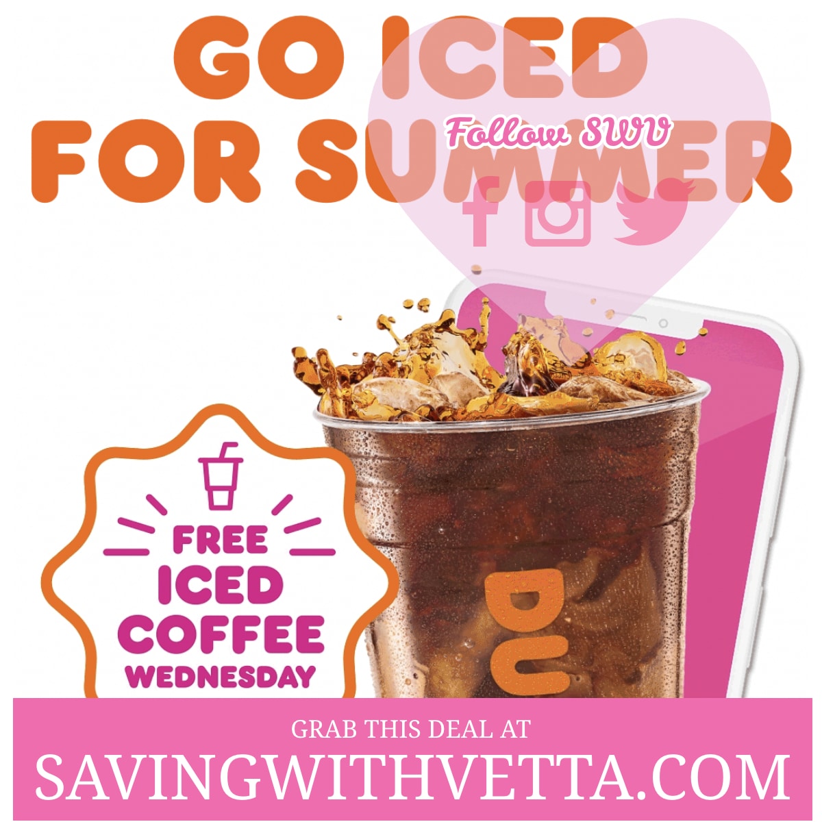 FREE medium iced coffee from Dunkin Donuts  Saving with Vetta  Couponing