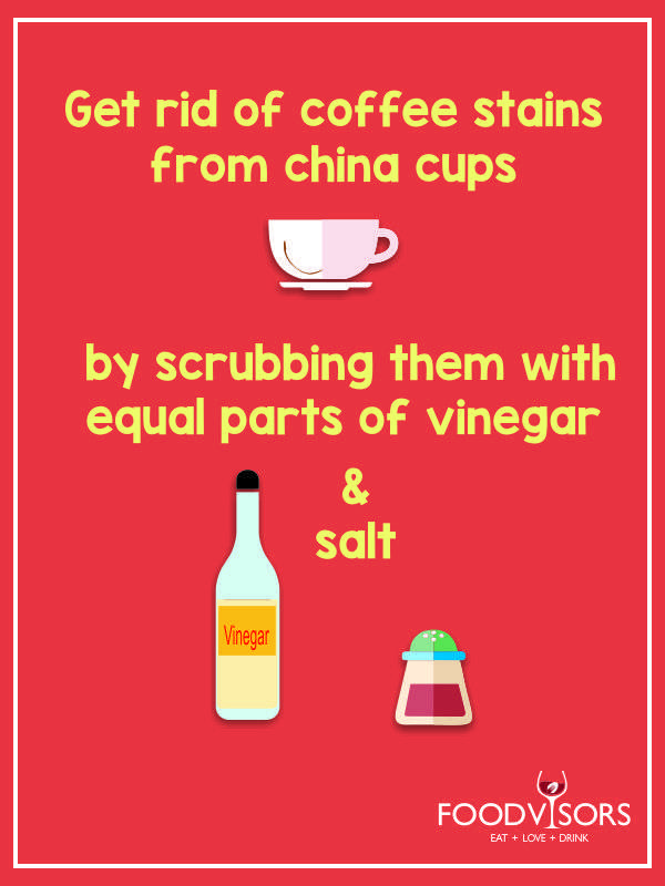 Get rid of the coffee stains from china cups by scrubbing ...
