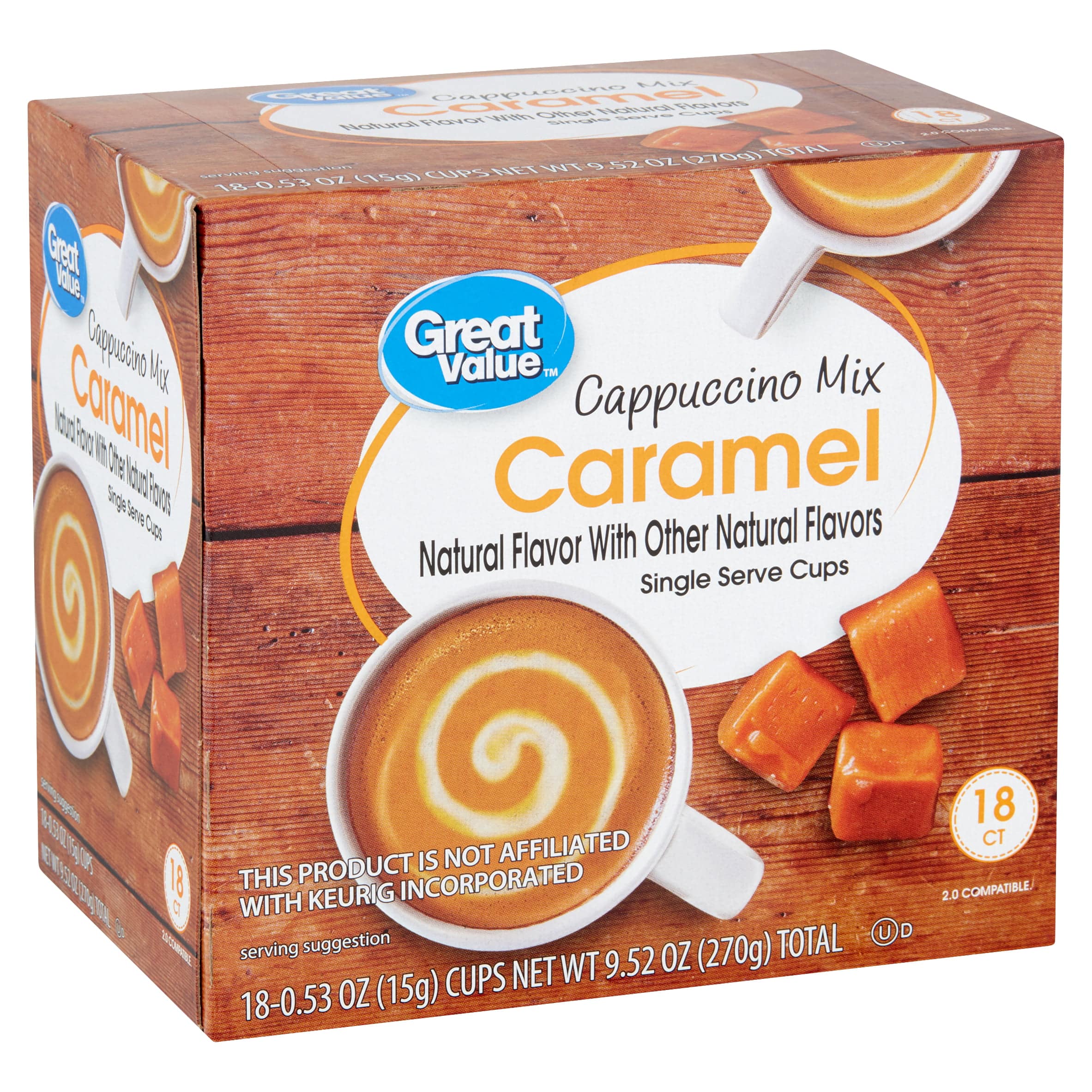 Great Value Caramel Cappuccino Mix, 0.53 oz, 18 count
