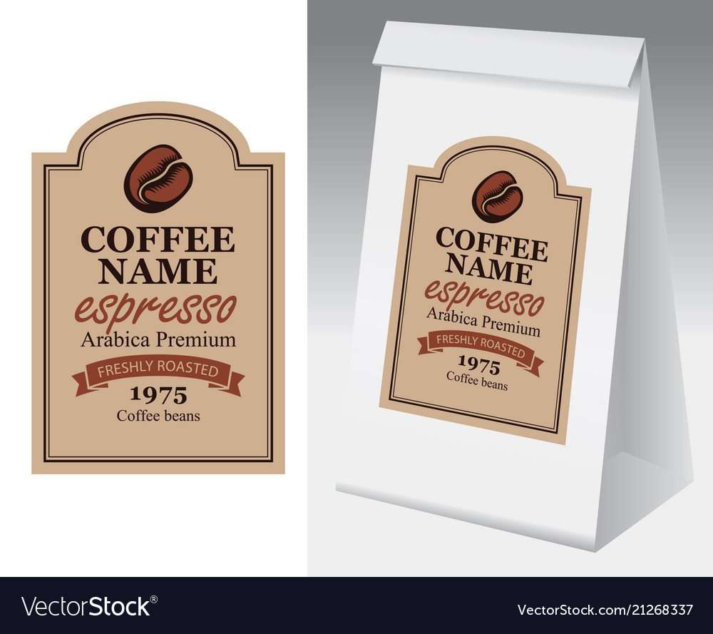 Label and paper packaging for coffee beans Vector Image