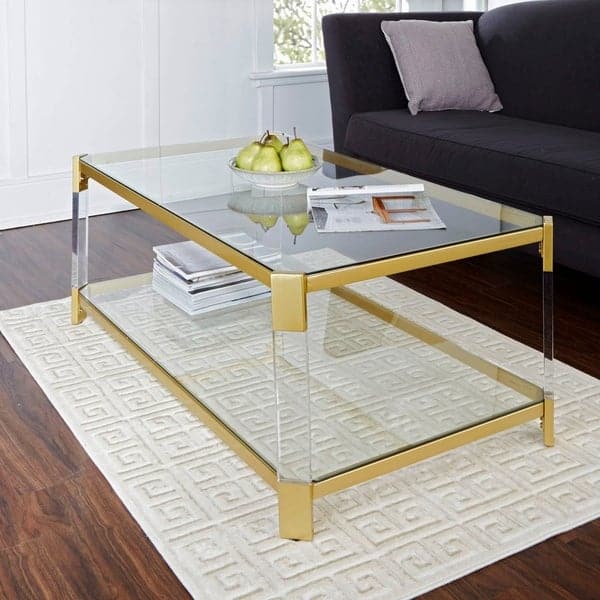 Shop Huxley Acrylic and Gold with Glass Top Coffee Table