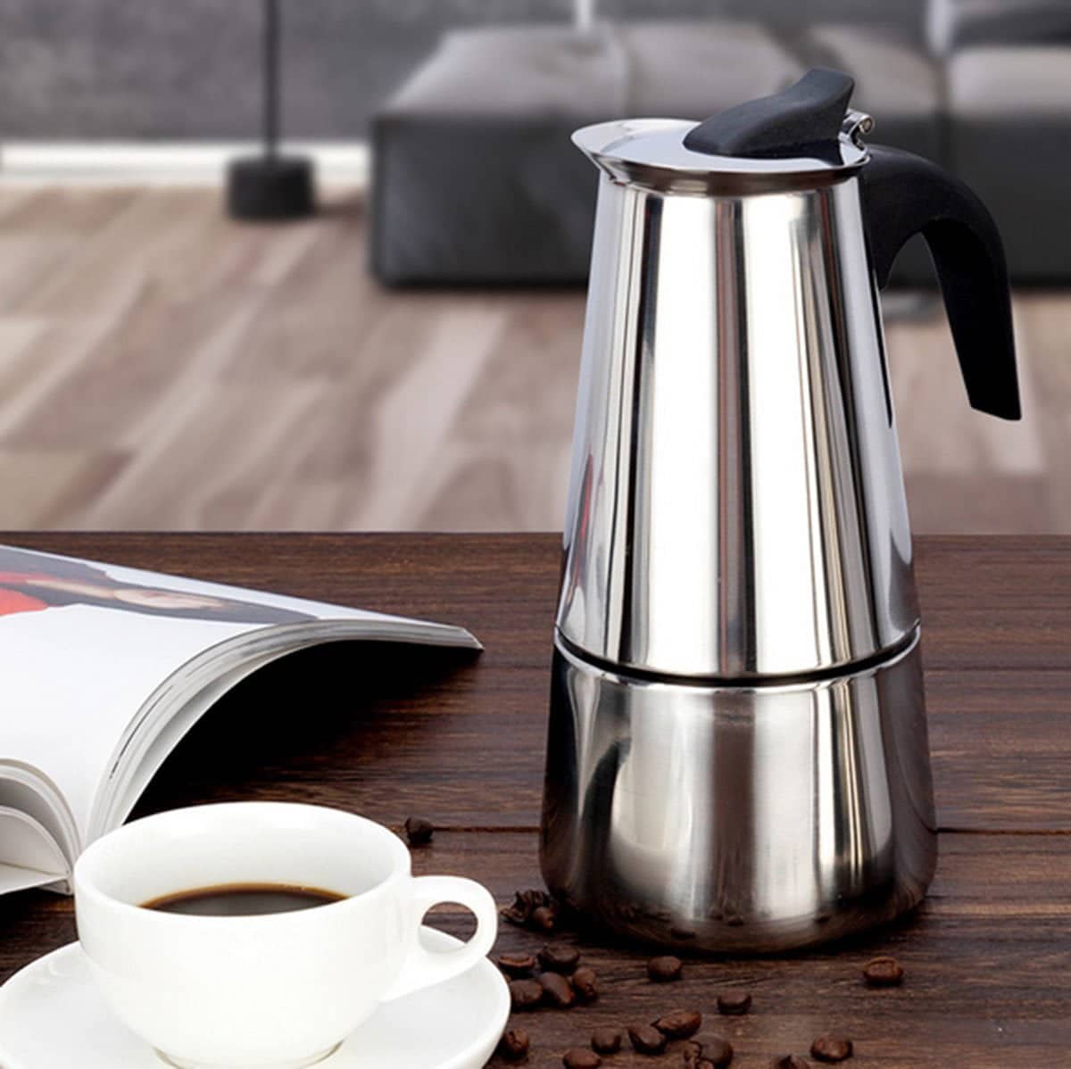 Stainless Steel Italian Espresso Coffee Stovetop Coffee Maker Moka Pot ...
