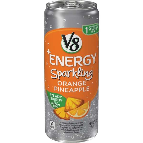 V8® Sparkling Healthy Energy Drink, Natural Energy from Tea, Orange ...