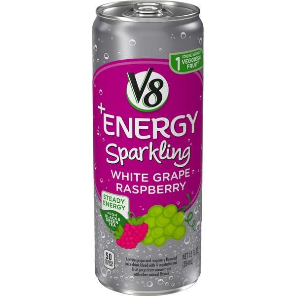 V8® Sparkling Healthy Energy Drink, Natural Energy from Tea, White ...