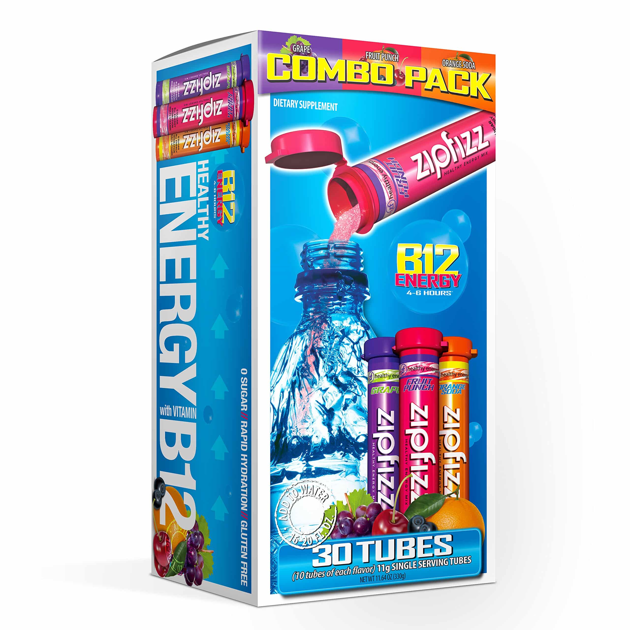 Zipfizz Energy Drink Mix Variety Flavor Pack 30 Count Tubes Low Carb No ...